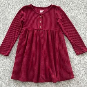 Long-Sleeve, Maroon, Thermal Dress -5T